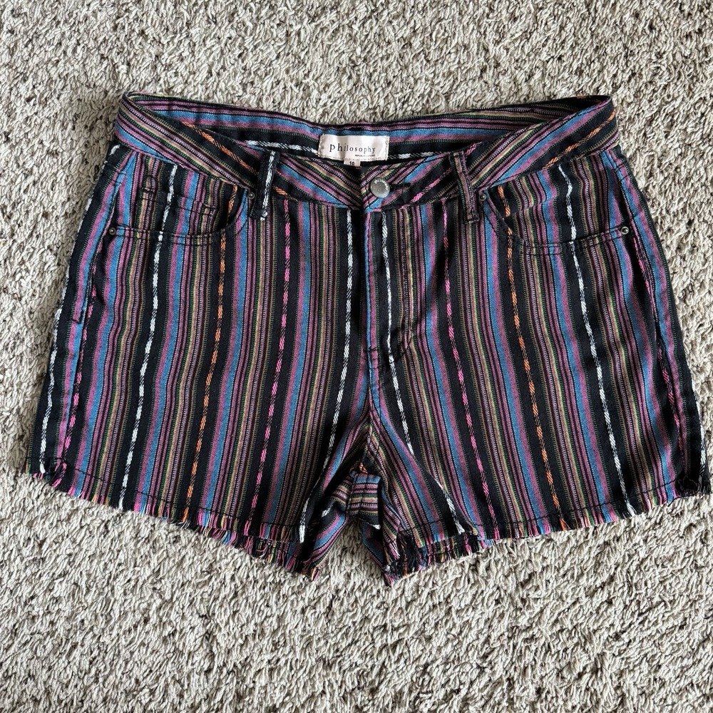 Philosophy Women's Shorts Mid rise Size 10 Striped Pattern